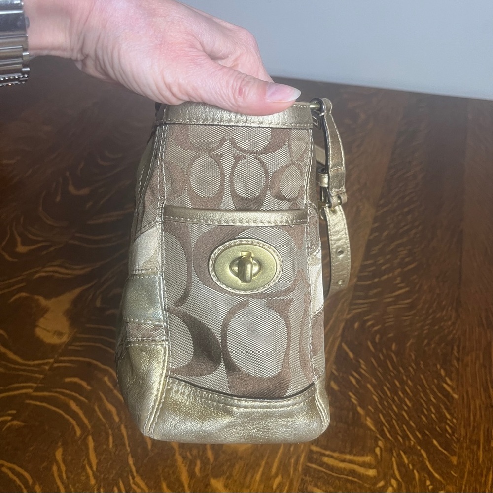 Coach Mosaic Gallery Patchwork Metallic Gold And … - image 4